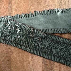 Gray/seaglass blue wool Fringe Scarf